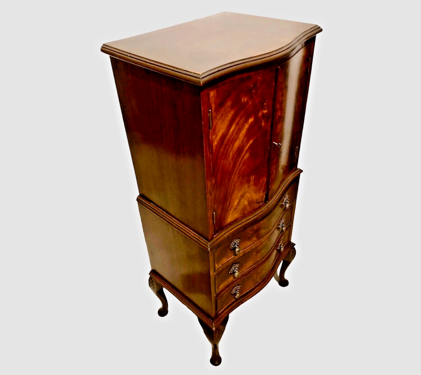 000794....Handsome Small Vintage Mahogany Drinks Cabinet With Drawers ( sold )