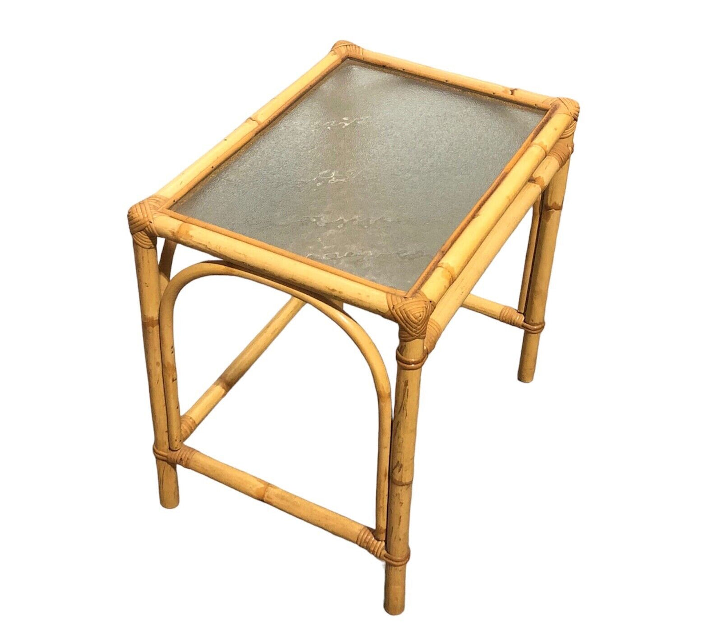 000769....Large Nest Of Vintage Bamboo Tables / Coffee Tables