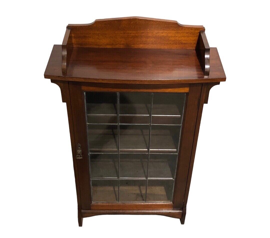 000778....Handsome Vintage Arts And Crafts Mahogany Bookcase / Display Cabinet ( sold )