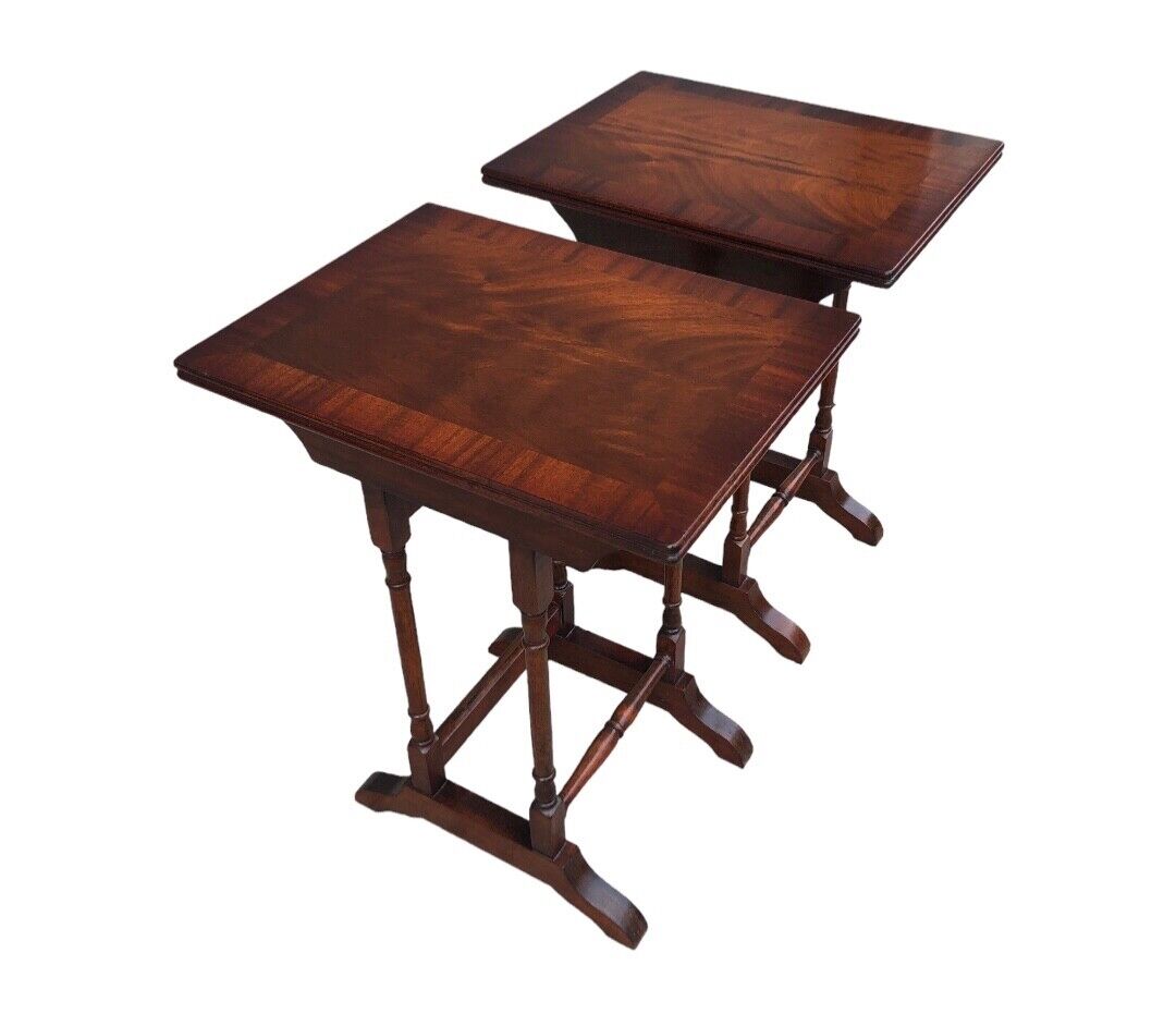 000815....Handsome Pair Of Vintage Mahogany Occasional Tables / Wine Tables ( sold )