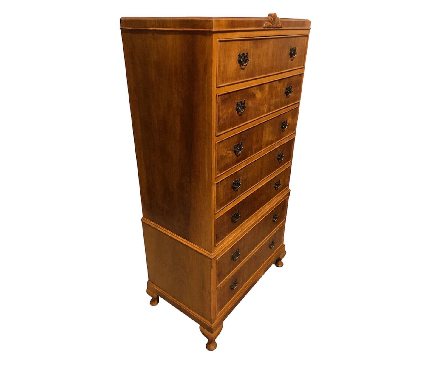 000776....Handsome Vintage Walnut Tallboy / Seven Drawer Tall Chest ( sold )