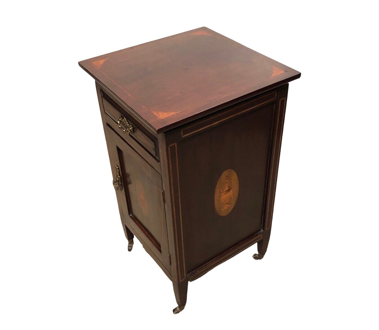 000747....Handsome Edwardian Inlaid Mahogany Bedside Table ( sold )