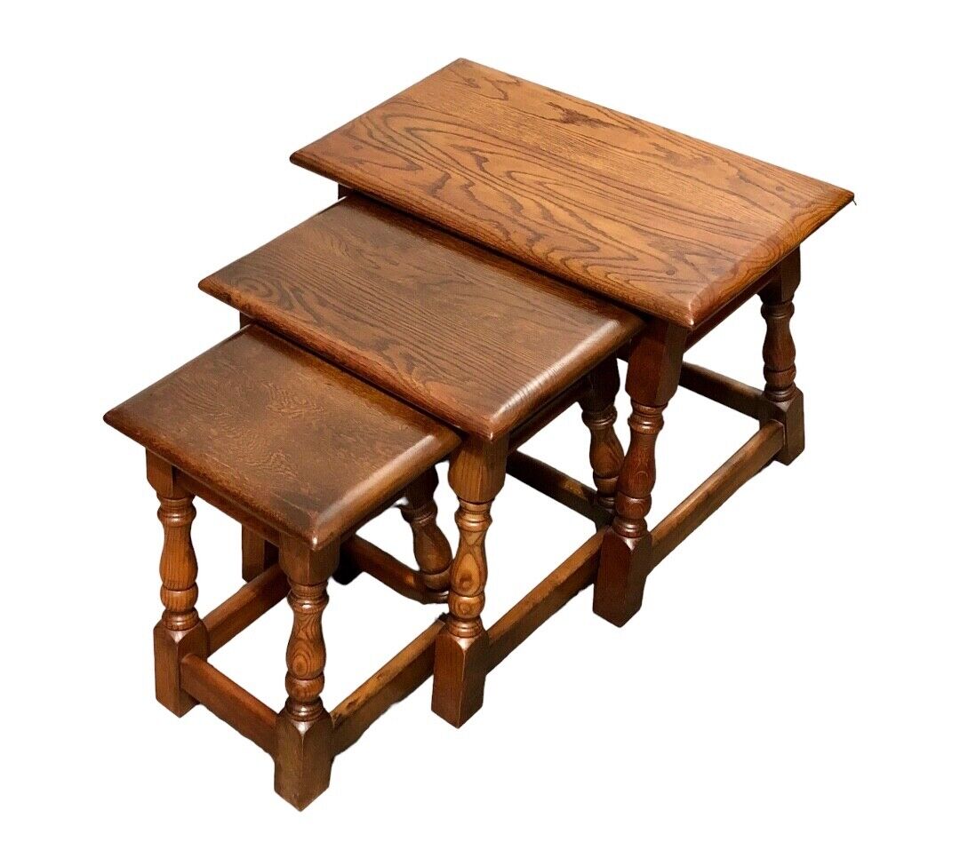 000825....Vintage Solid Oak Nest Of Tables / Coffee Tables ( sold )