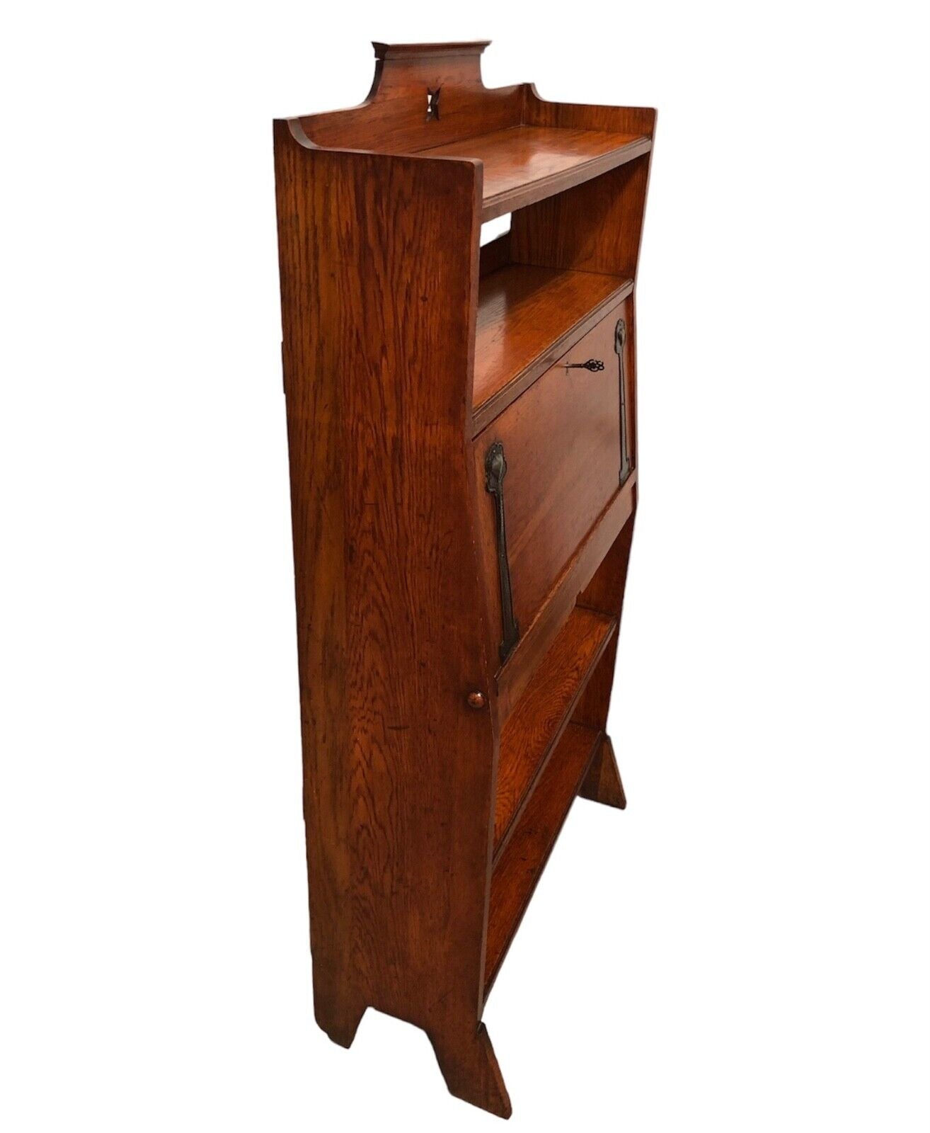 000817....Handsome Arts And Crafts Oak Bureau Bookcase ( sold )