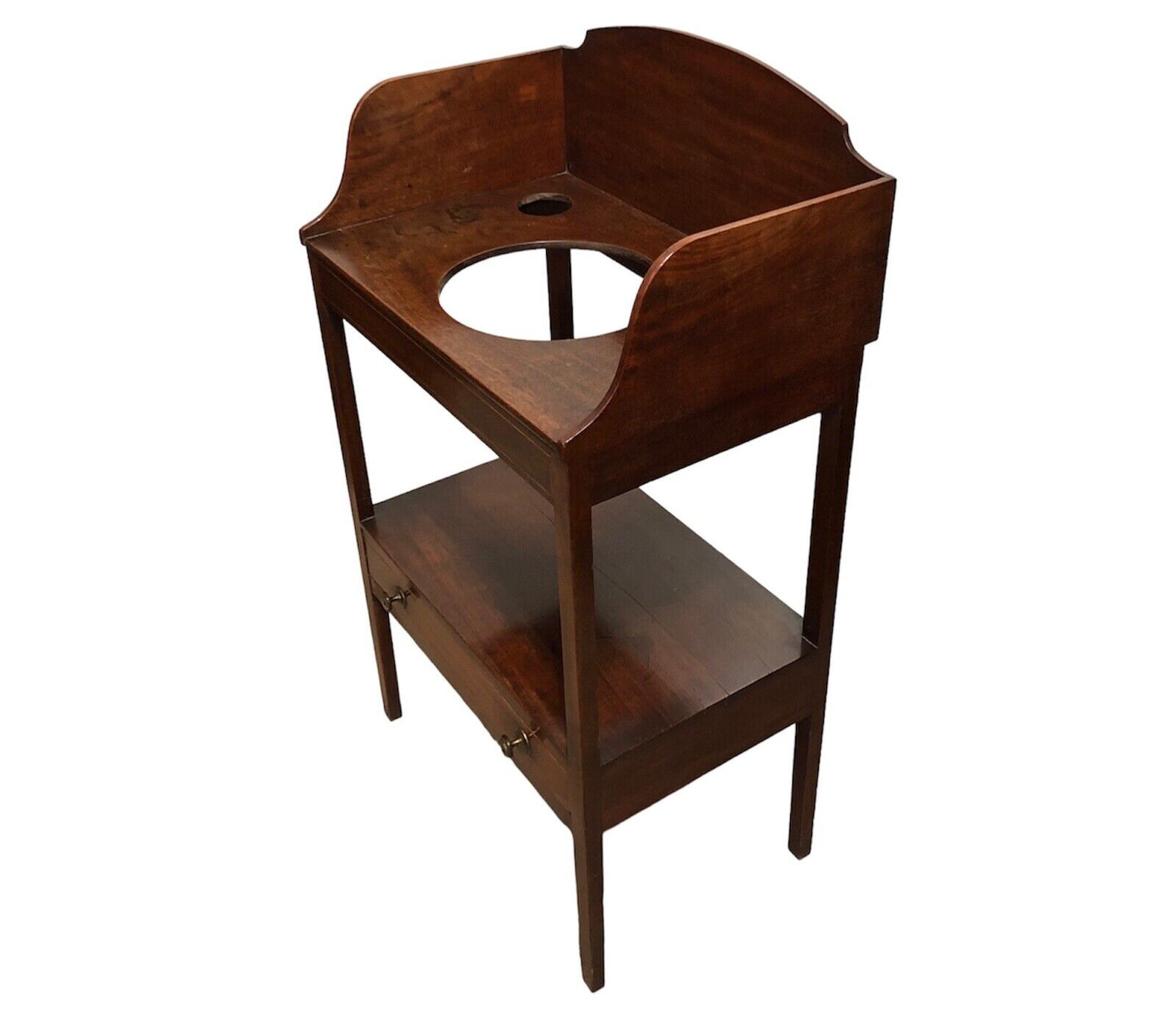 000750....Handsome Georgian Mahogany Washstand With Drawer