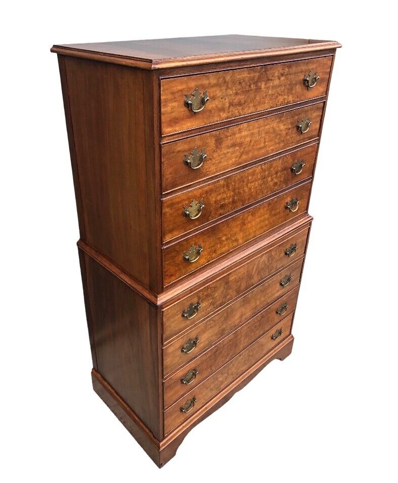 000819....Handsome Vintage Figured Walnut Tallboy Chest On Chest ( sold )