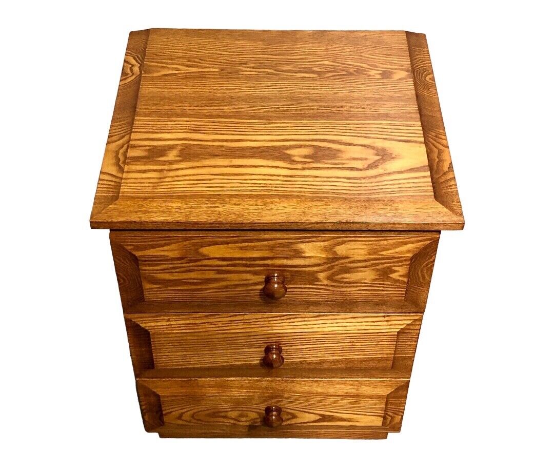 000827....Handsome Pair Of Solid Ash Bedside Chests / Vintage Ash Lamp Tables ( sold )