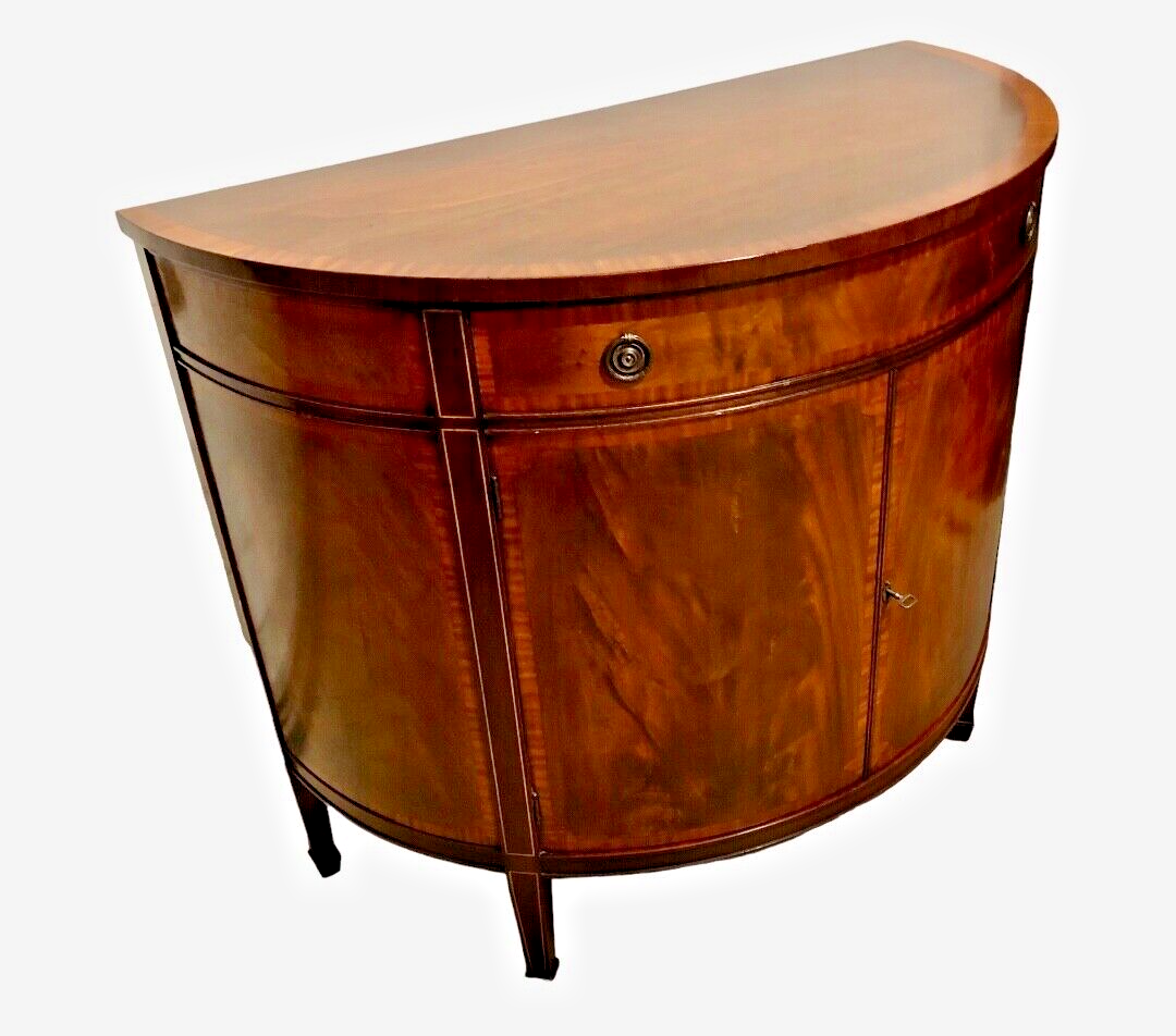 000807....Handsome Vintage Mahogany Demi Lune Side / Drinks Cabinet ( sold )