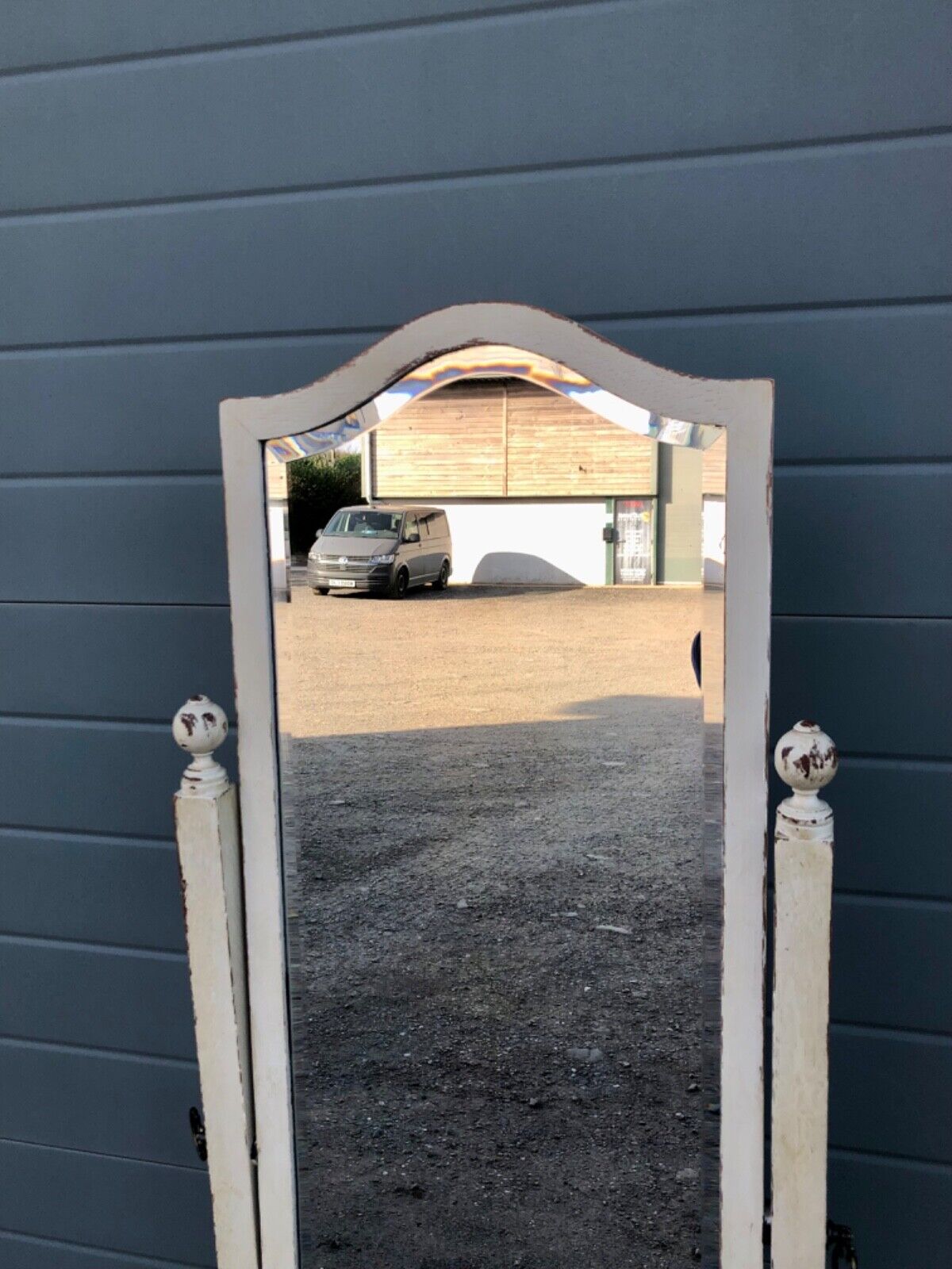 000799....Handsome Vintage Painted Cheval Mirror ( sold )