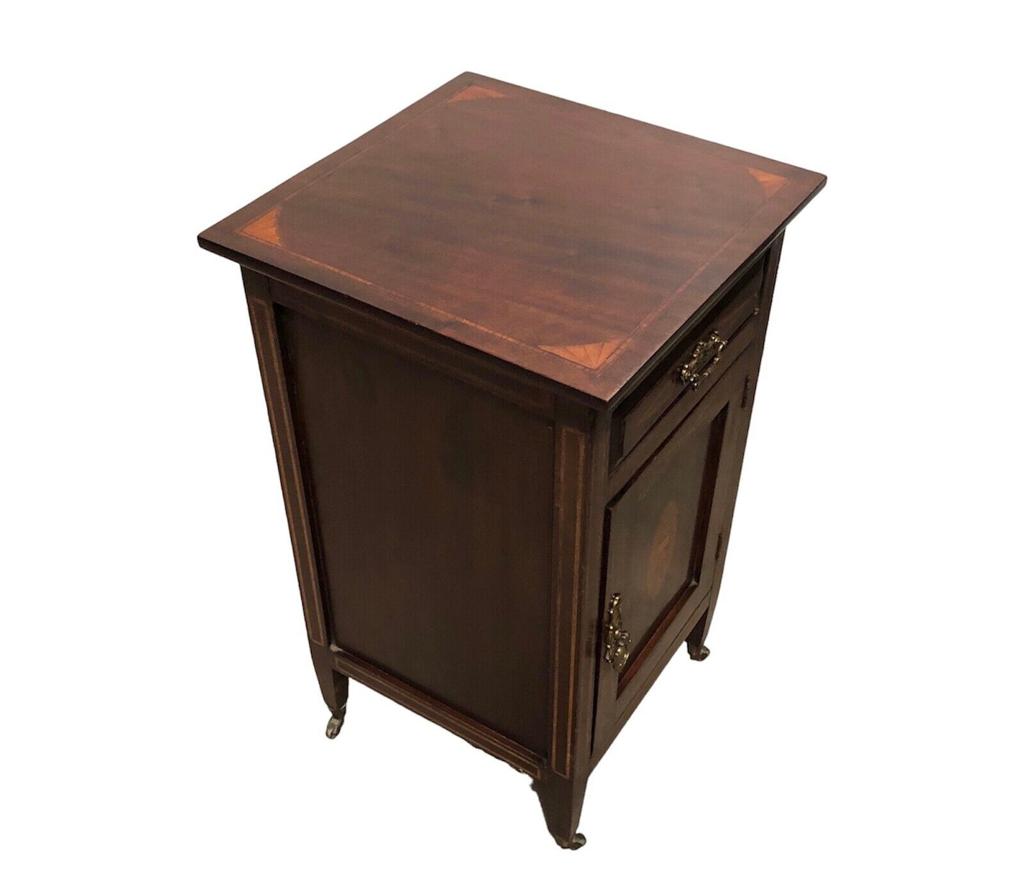 000747....Handsome Edwardian Inlaid Mahogany Bedside Table ( sold )