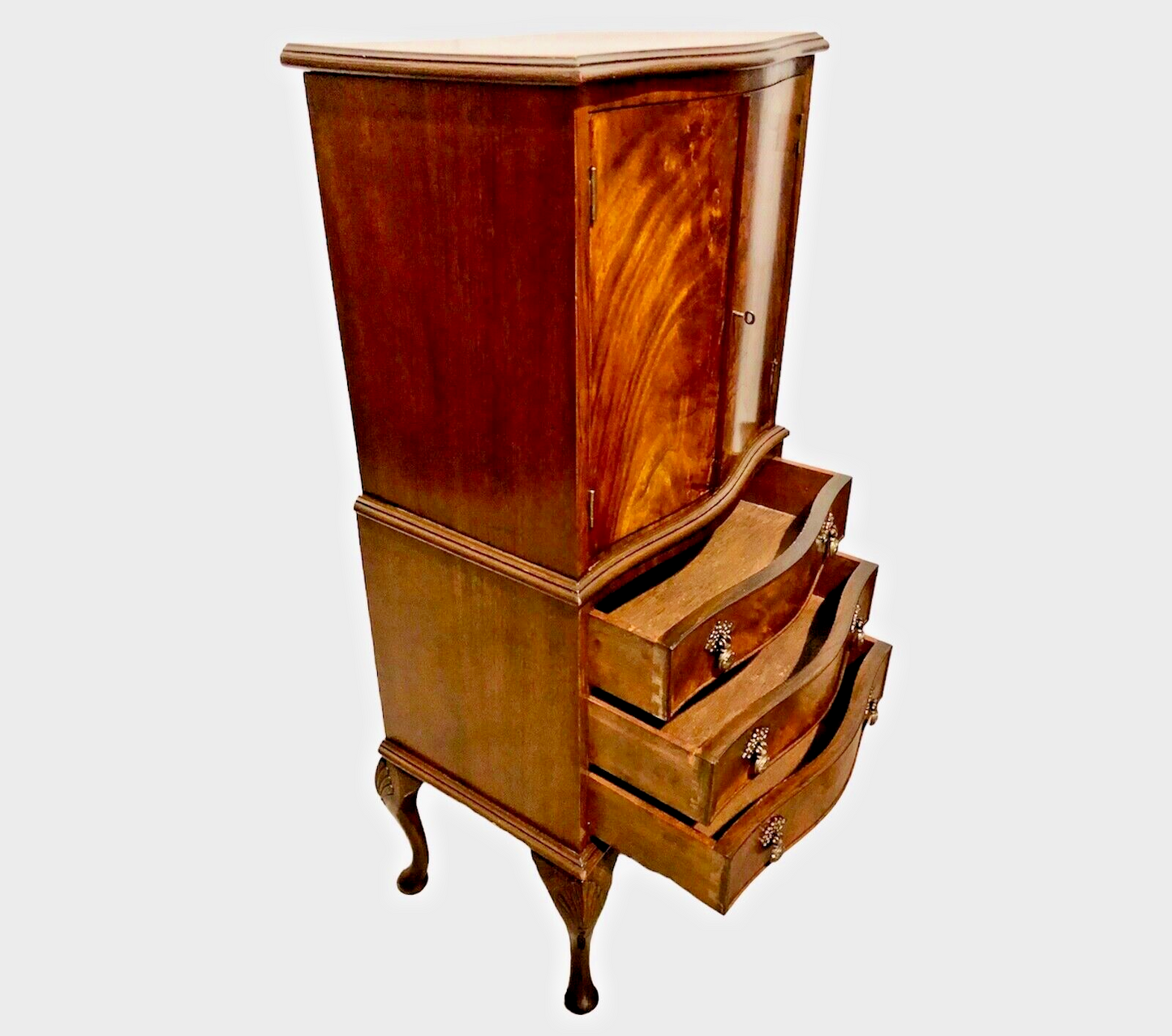 000794....Handsome Small Vintage Mahogany Drinks Cabinet With Drawers ( sold )