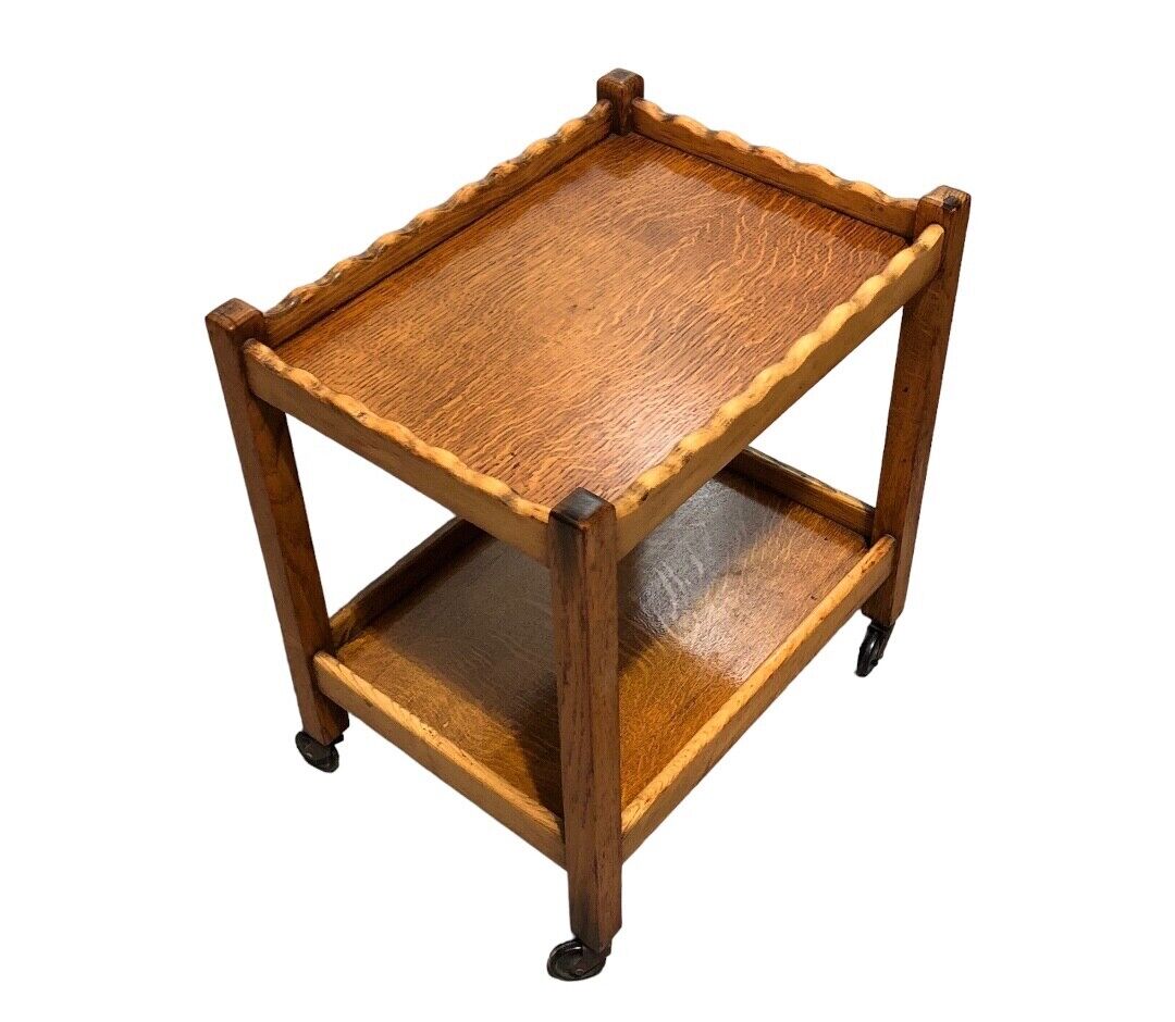 000784....Handsome Small Vintage Trolley / Side Table / Bedside Table ( sold )