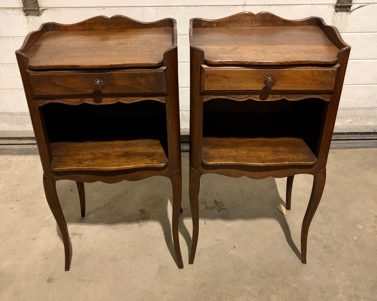 000766....Handsome Pair Of Antique French Oak Bedside Tables / Nightstands( sold )