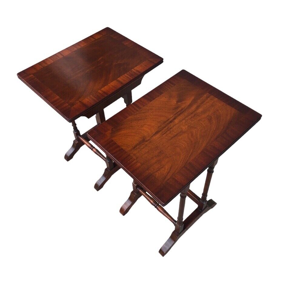 000815....Handsome Pair Of Vintage Mahogany Occasional Tables / Wine Tables ( sold )