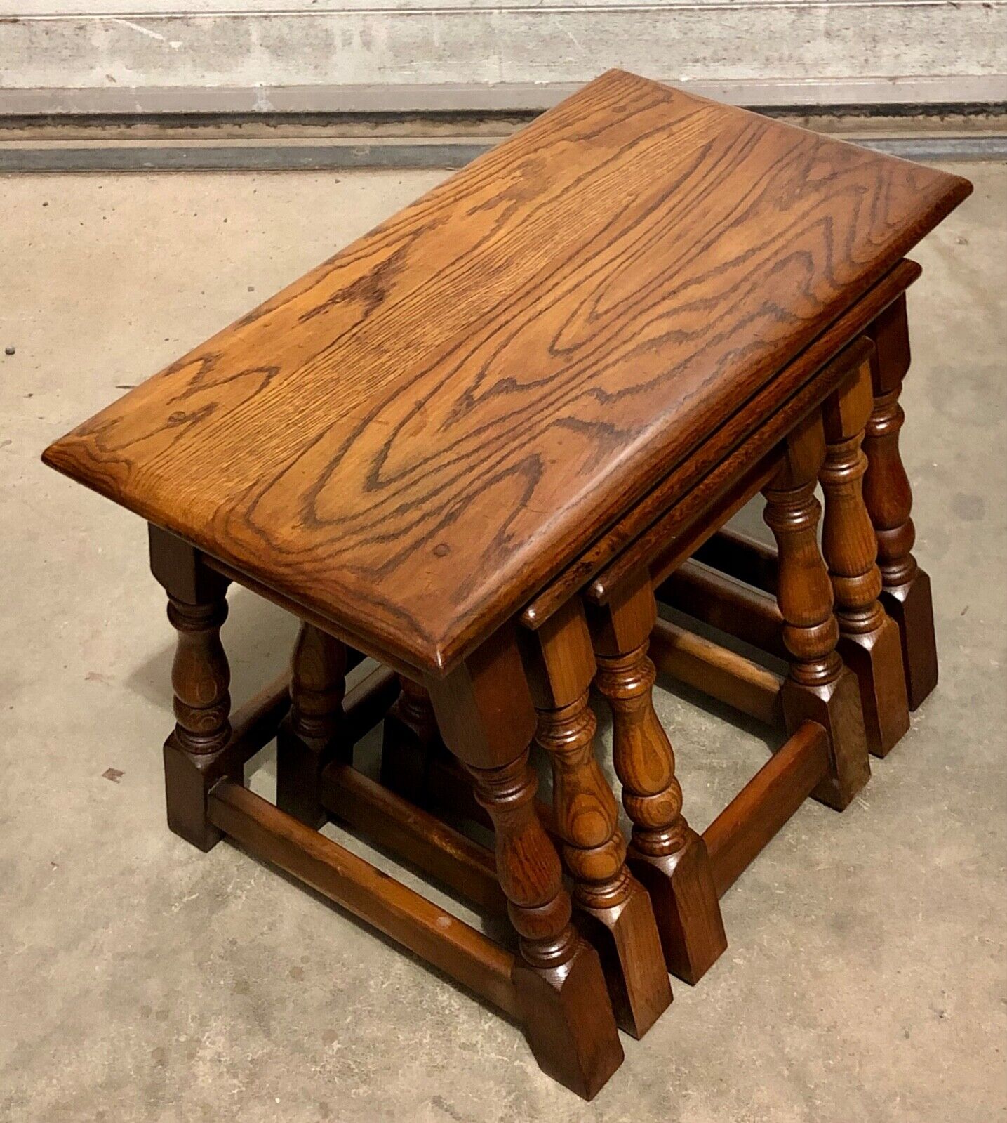 000825....Vintage Solid Oak Nest Of Tables / Coffee Tables ( sold )