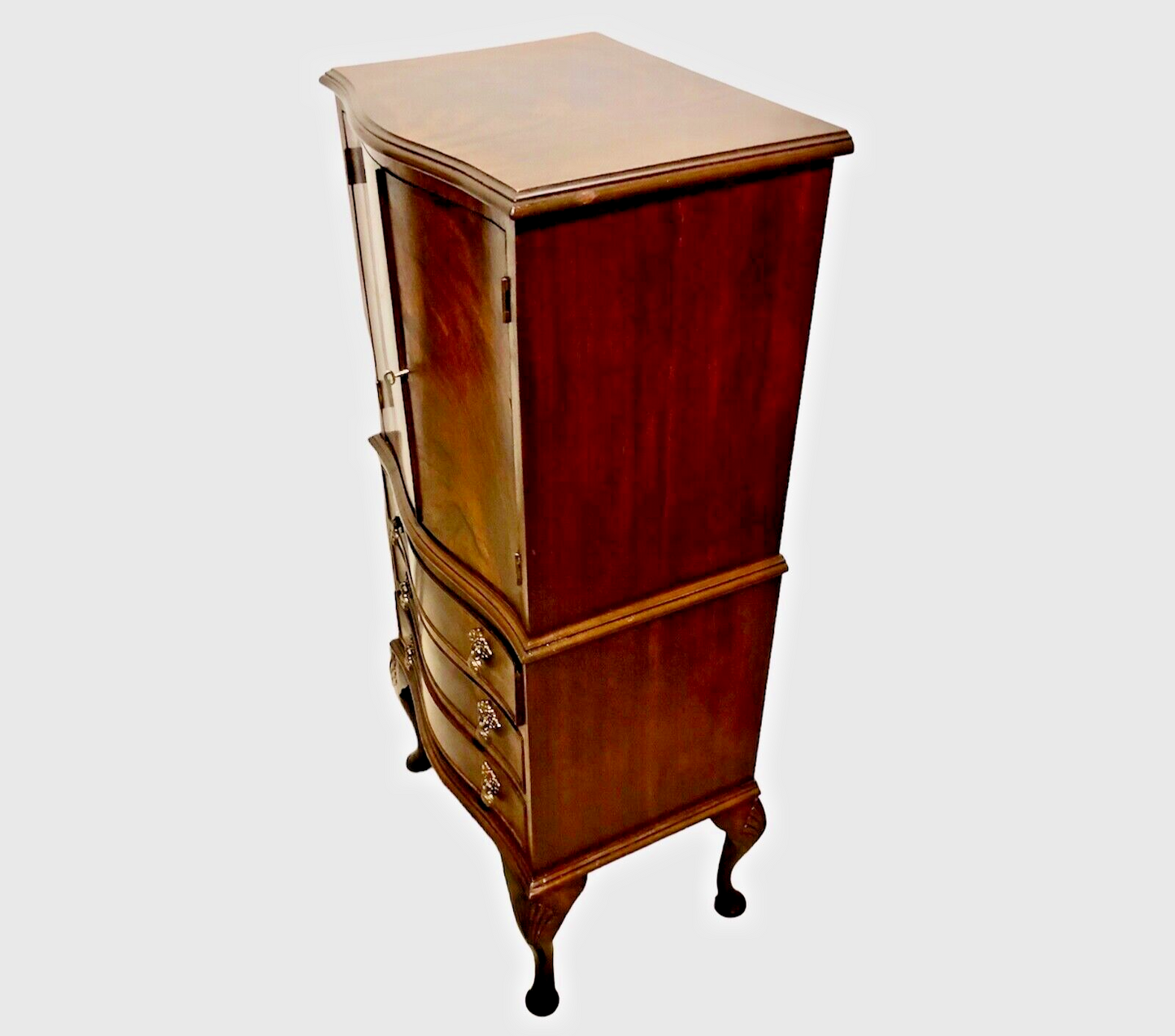 000794....Handsome Small Vintage Mahogany Drinks Cabinet With Drawers ( sold )