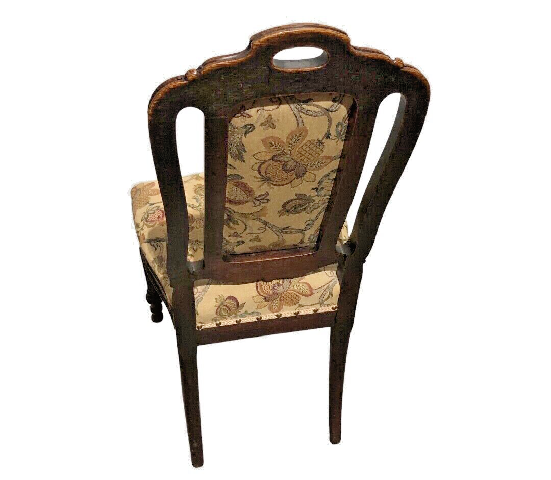 000790....Handsome Set Of Four Antique Carved Oak Dining Chairs
