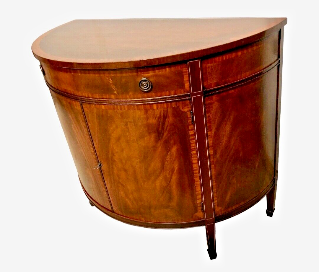 000807....Handsome Vintage Mahogany Demi Lune Side / Drinks Cabinet ( sold )