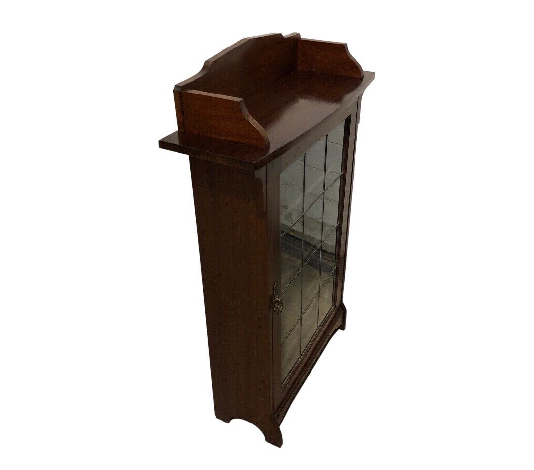 000778....Handsome Vintage Arts And Crafts Mahogany Bookcase / Display Cabinet ( sold )