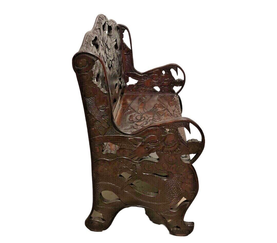 000760....Stunning Carved Oriental Bench / Hall Seat ( sold )