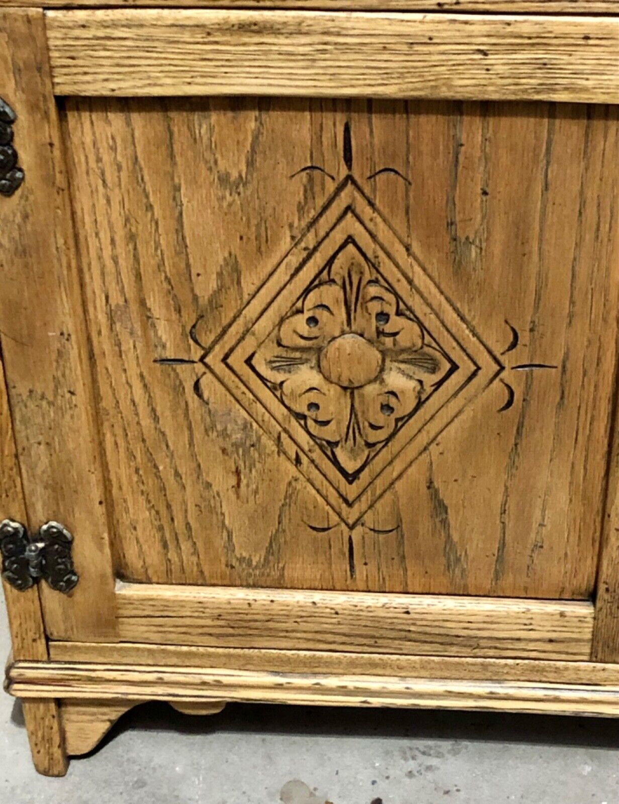000858....Handsome Vintage Carved Oak Bureau / Writing Desk ( sold )
