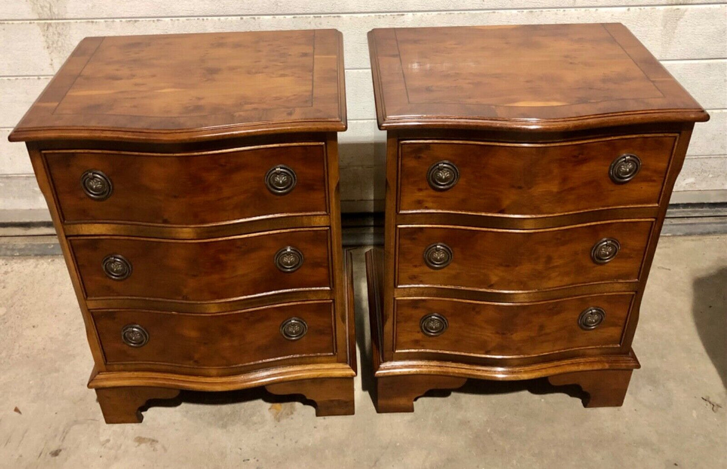 000781.....Handsome Pair Of Vintage Yew Bedside Chests / Bedside Tables( sold )