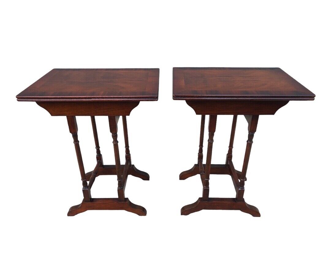 000815....Handsome Pair Of Vintage Mahogany Occasional Tables / Wine Tables ( sold )