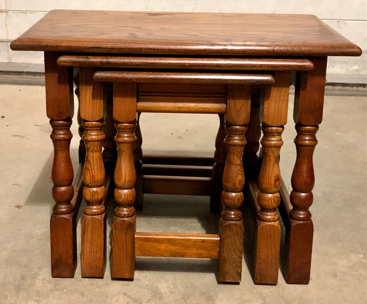 000825....Vintage Solid Oak Nest Of Tables / Coffee Tables ( sold )
