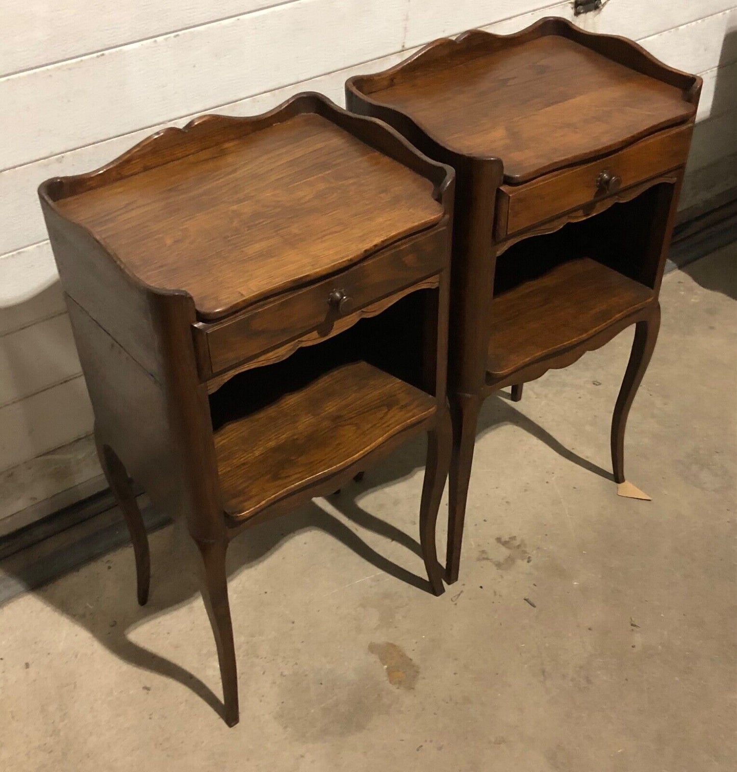 000766....Handsome Pair Of Antique French Oak Bedside Tables / Nightstands( sold )