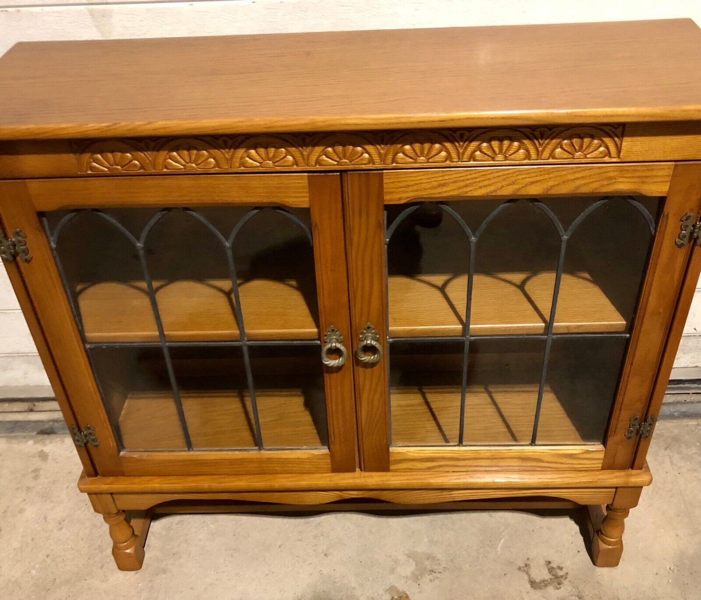 000779....Handsome Vintage Oak Bookcase / Display Cabinet ( sold )
