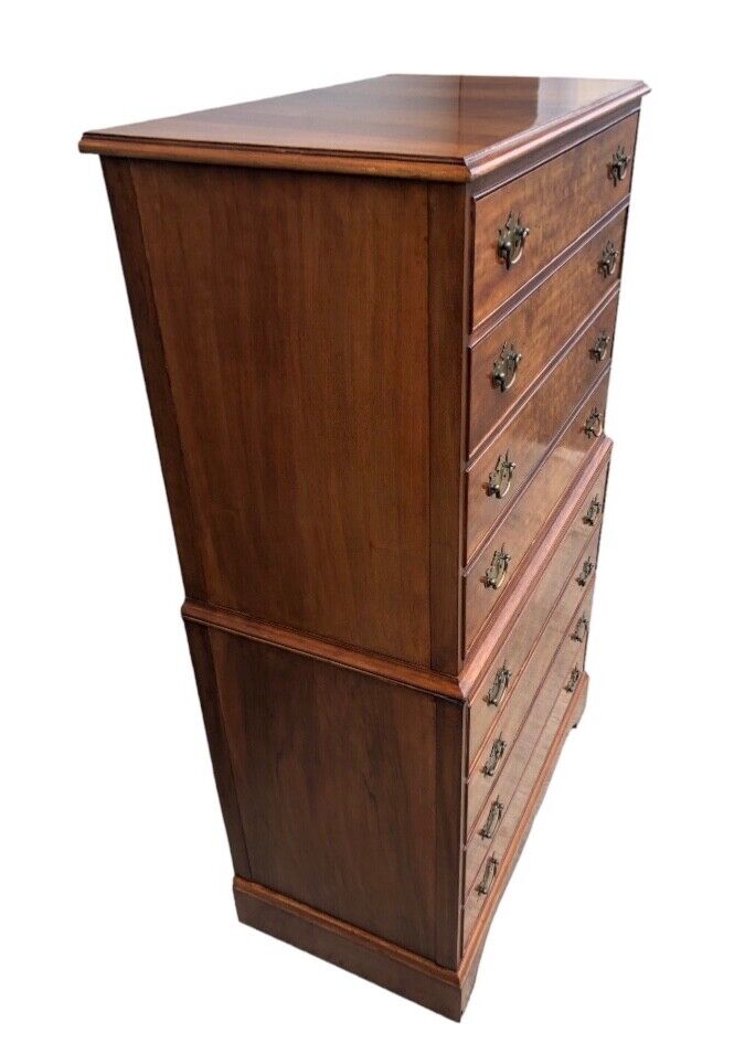 000819....Handsome Vintage Figured Walnut Tallboy Chest On Chest ( sold )