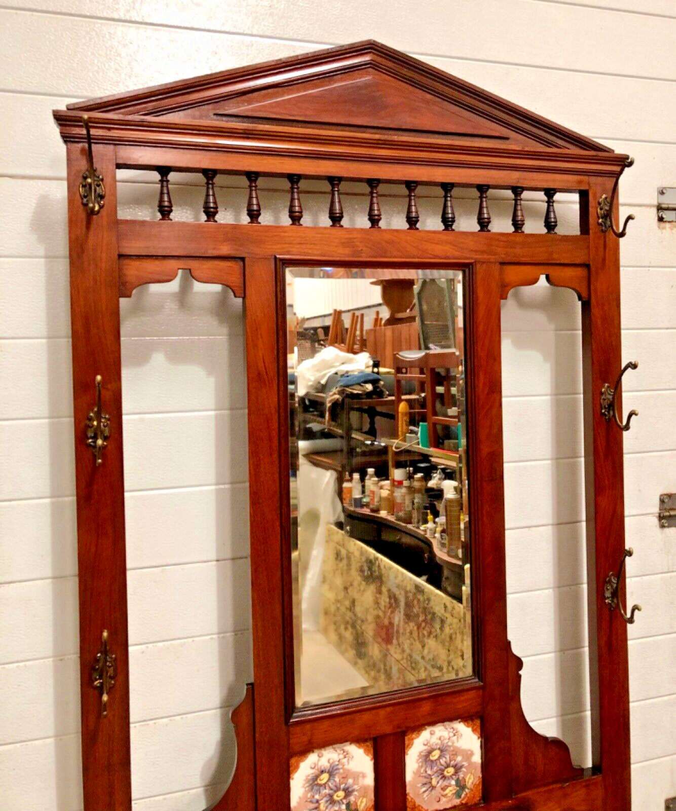 000838....Handsome Edwardian Walnut Hall Stand / Coat And Stick Stand ( sold )