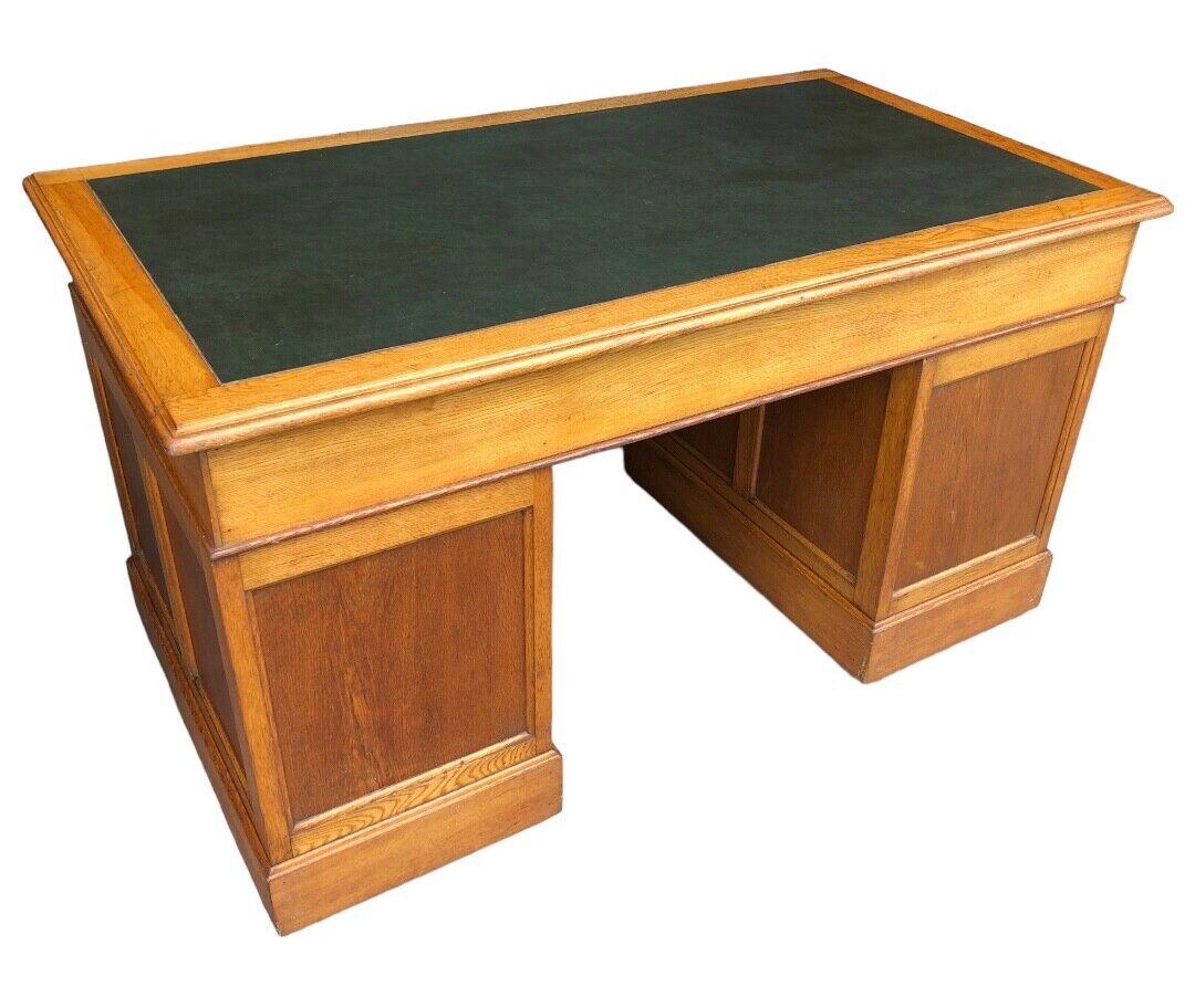000752....Handsome Vintage Large Oak Pedestal Desk ( sold )