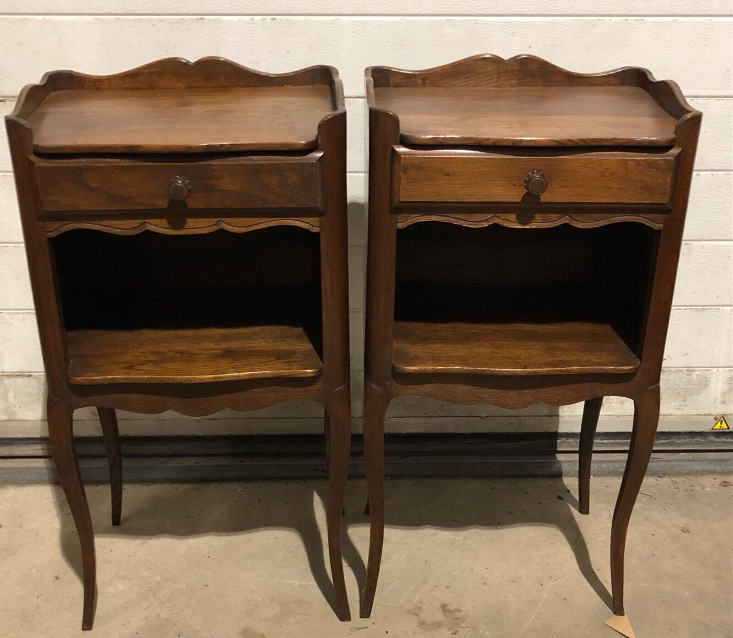 000766....Handsome Pair Of Antique French Oak Bedside Tables / Nightstands( sold )