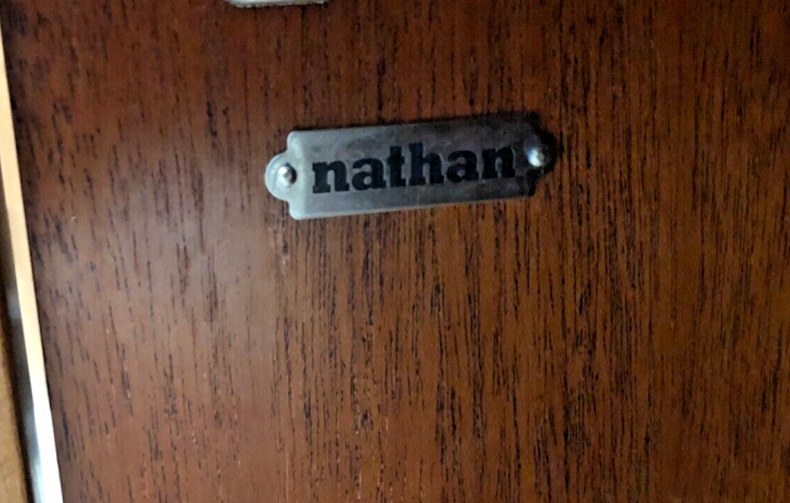 000849....Handsome Pair Of Retro Nathan Corner Cupboards / Teak Cupboards ( sold )