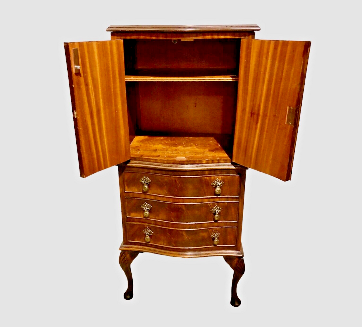000794....Handsome Small Vintage Mahogany Drinks Cabinet With Drawers ( sold )