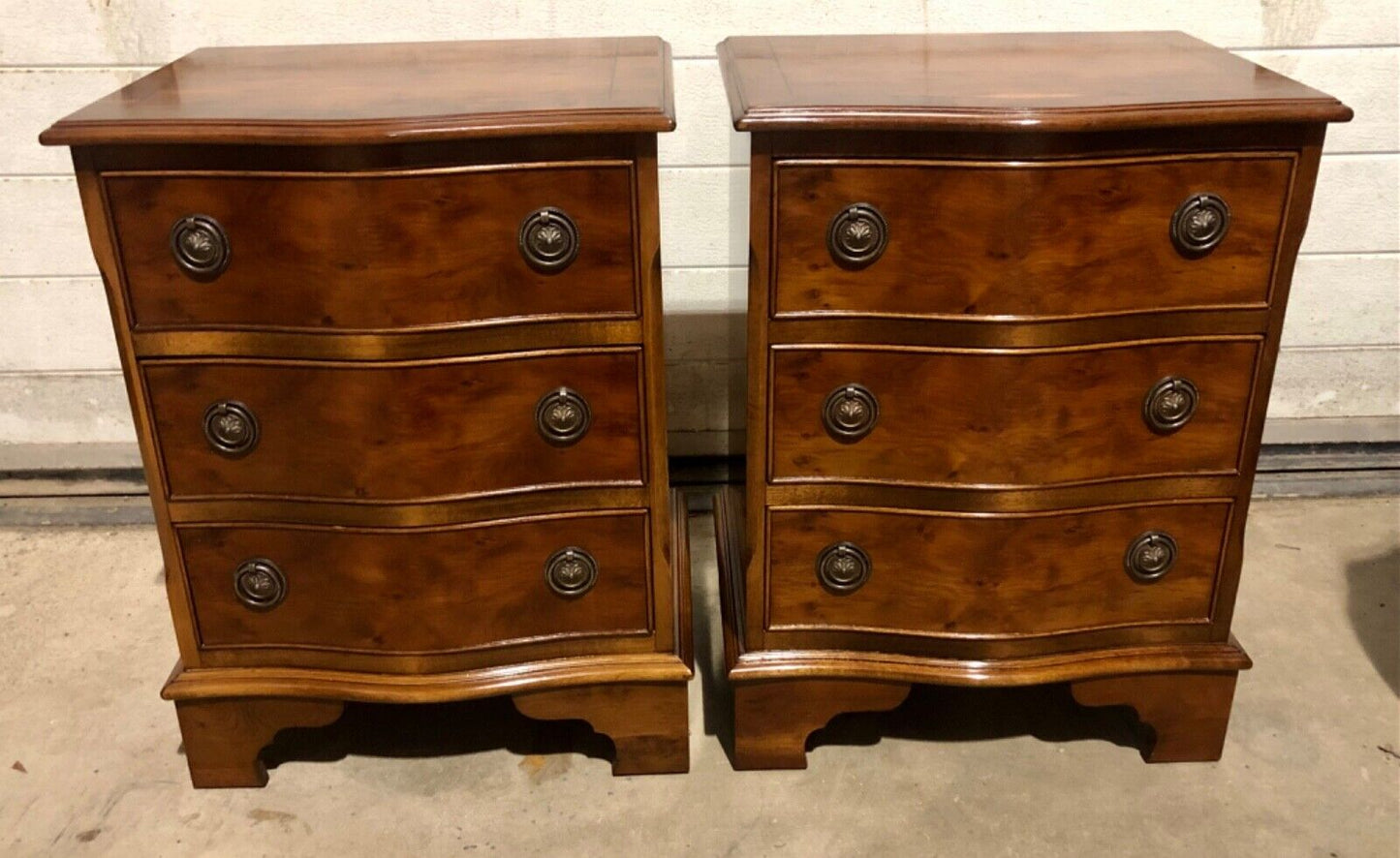 000781.....Handsome Pair Of Vintage Yew Bedside Chests / Bedside Tables( sold )