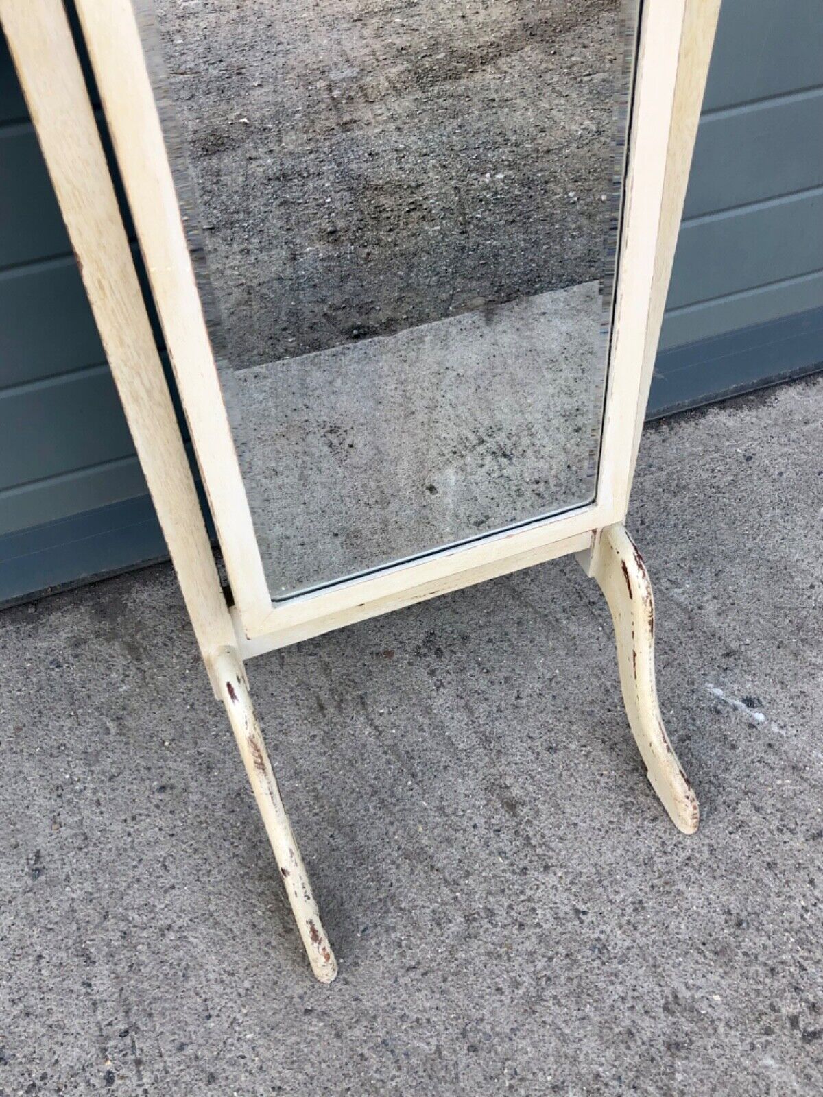 000799....Handsome Vintage Painted Cheval Mirror ( sold )