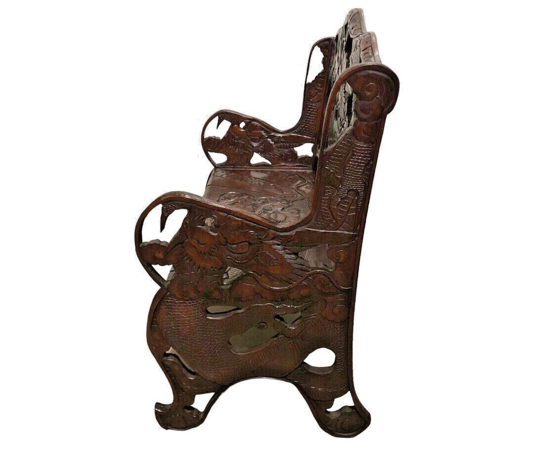 000760....Stunning Carved Oriental Bench / Hall Seat ( sold )