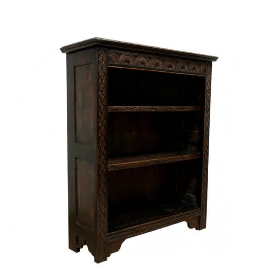 000543....Handsome Antique Carved Oak Bookcase ( sold )