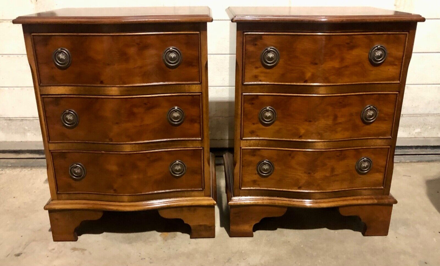 000781.....Handsome Pair Of Vintage Yew Bedside Chests / Bedside Tables( sold )