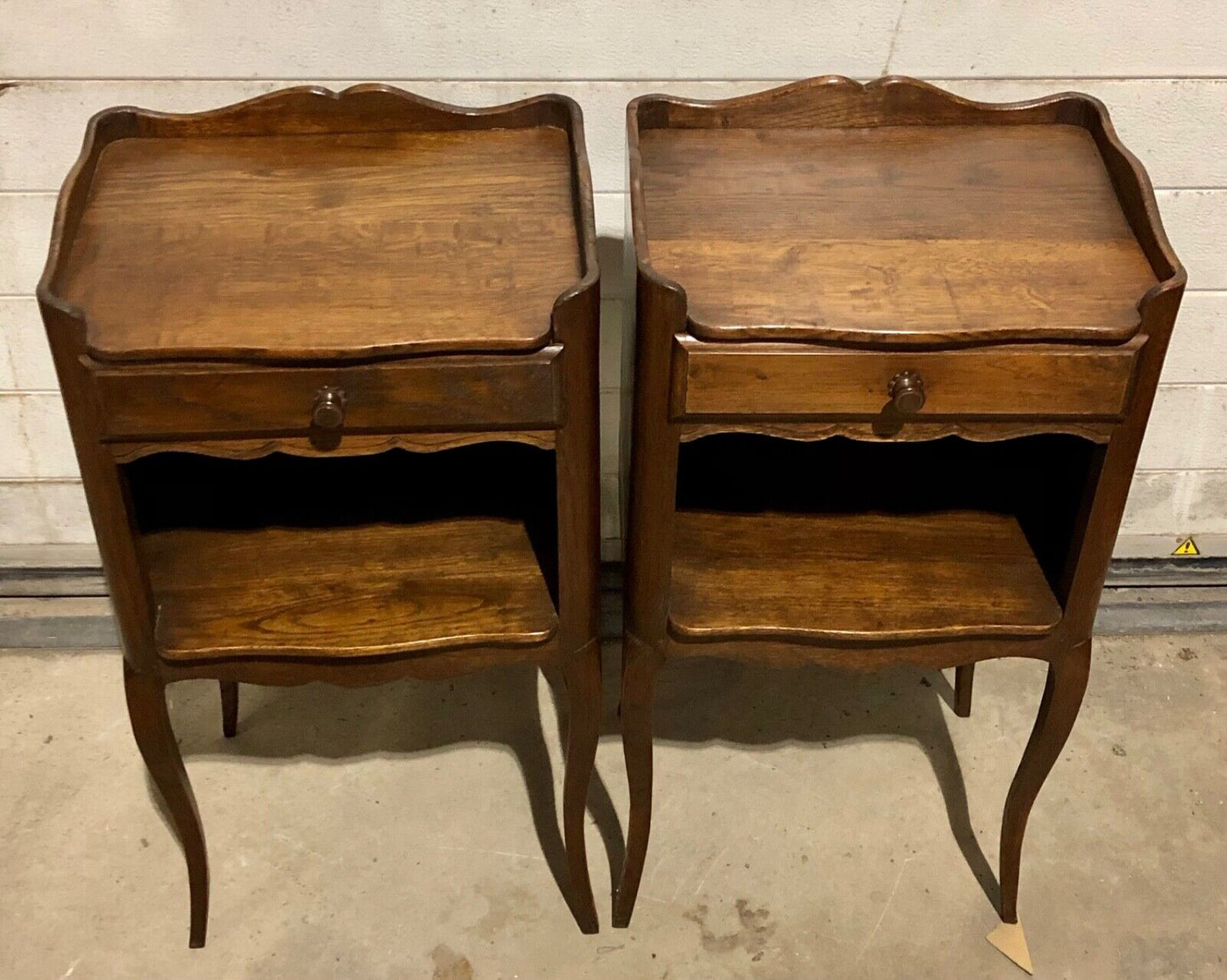 000766....Handsome Pair Of Antique French Oak Bedside Tables / Nightstands( sold )