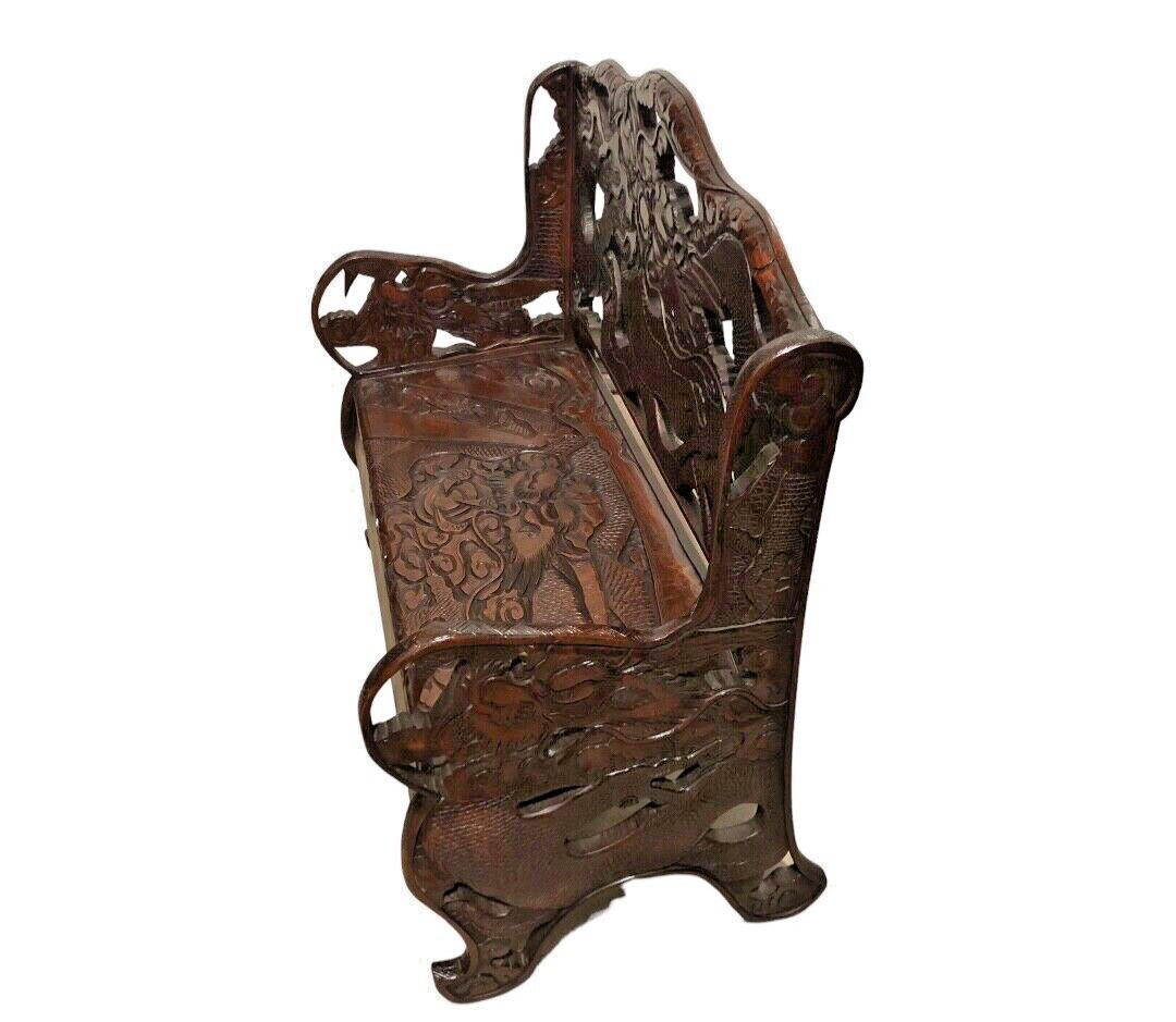 000760....Stunning Carved Oriental Bench / Hall Seat ( sold )