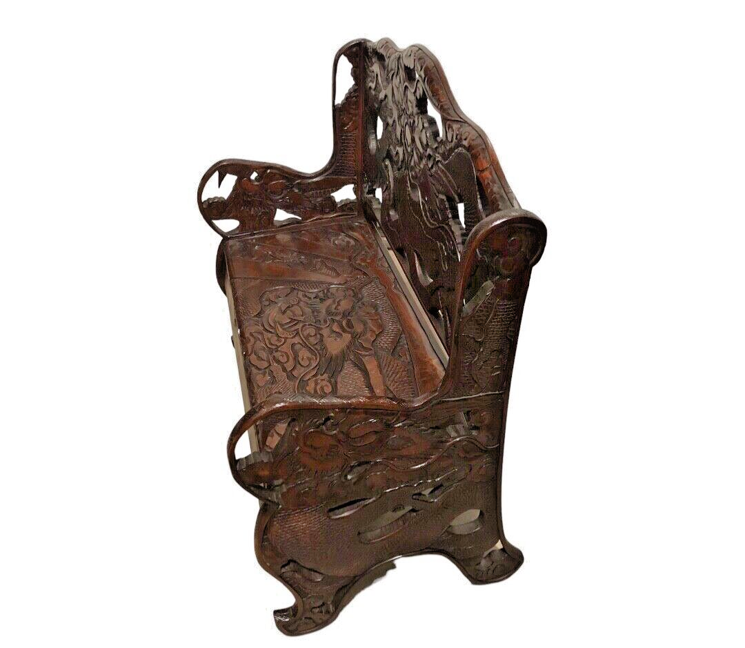 000760....Stunning Carved Oriental Bench / Hall Seat