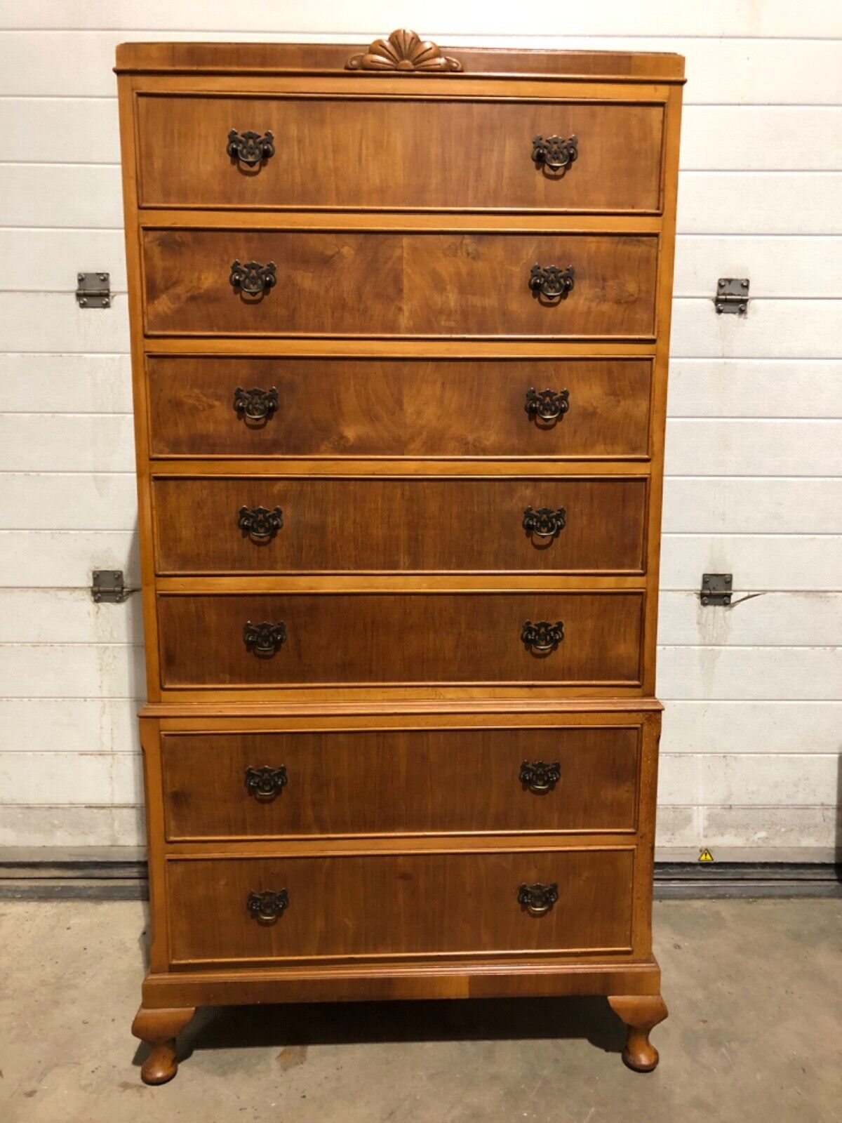 000776....Handsome Vintage Walnut Tallboy / Seven Drawer Tall Chest ( sold )