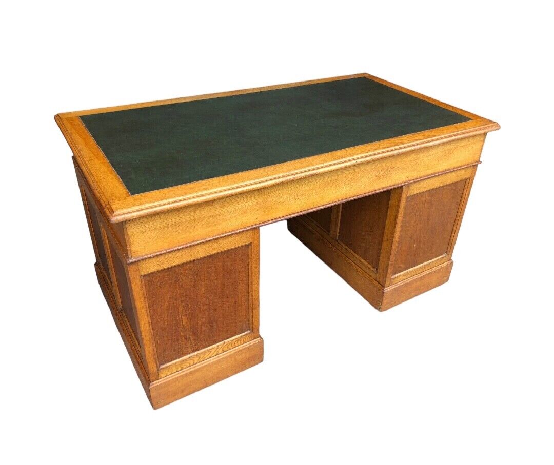 000752....Handsome Vintage Large Oak Pedestal Desk ( sold )