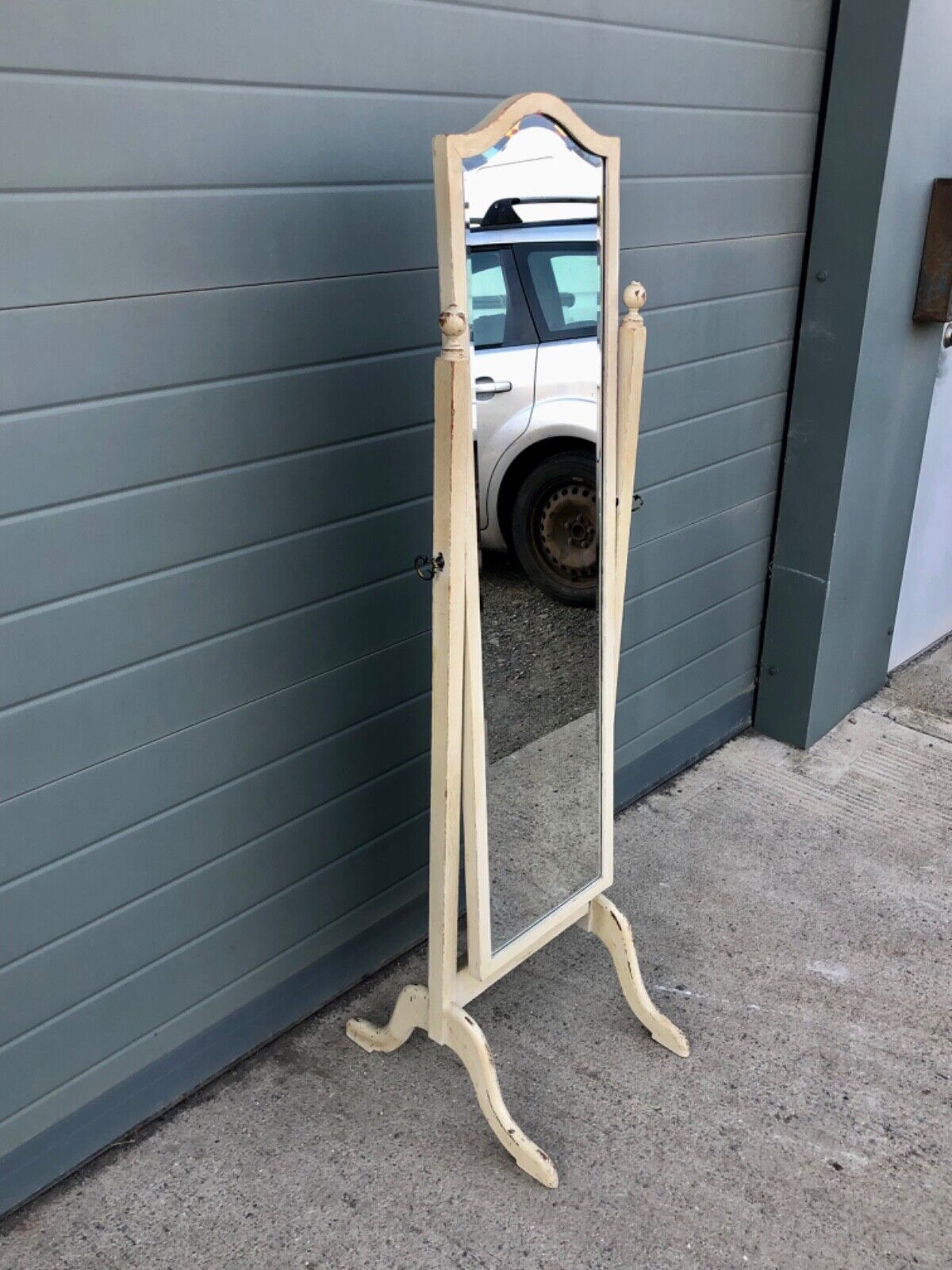 000799....Handsome Vintage Painted Cheval Mirror ( sold )