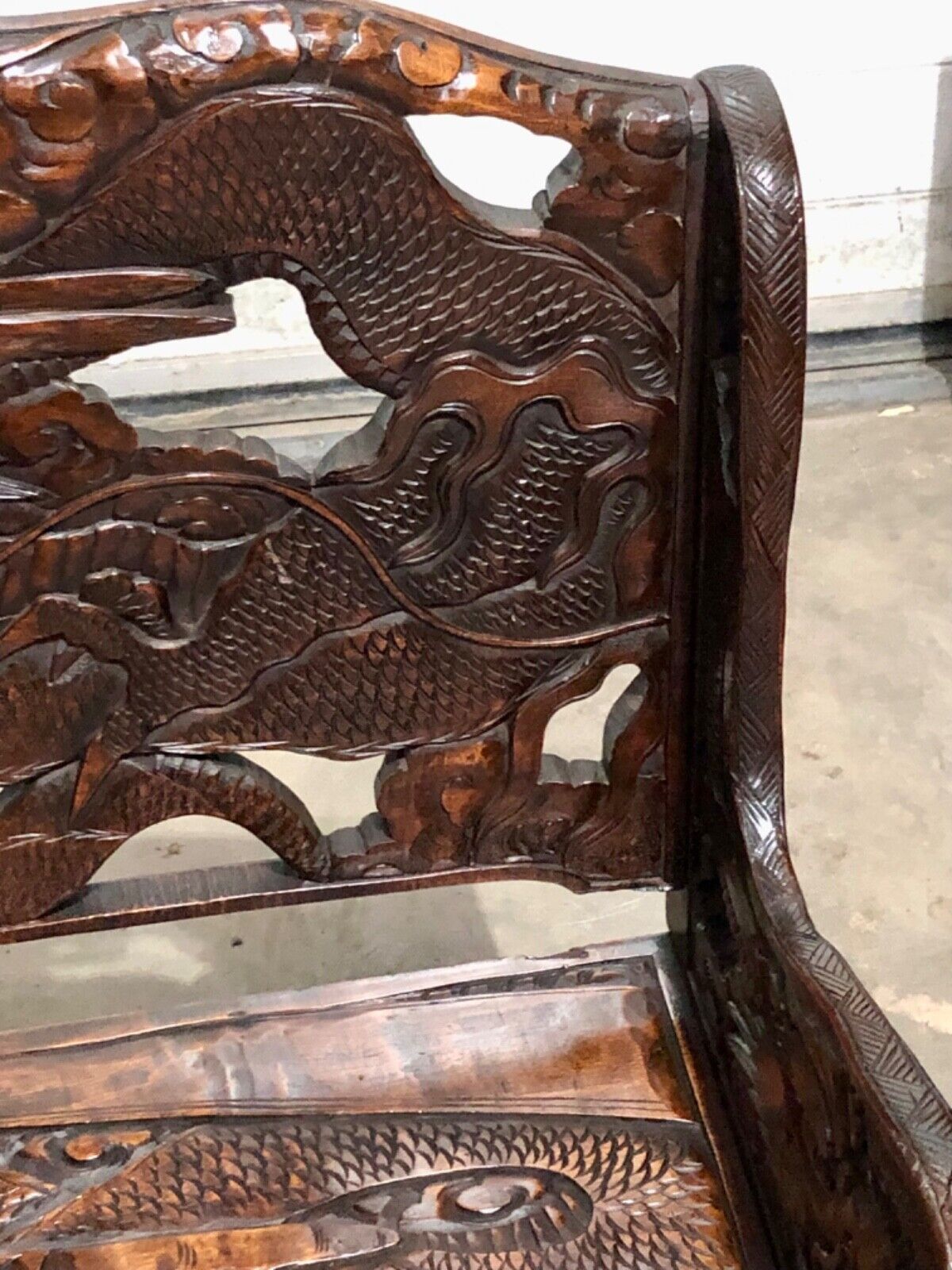 000760....Stunning Carved Oriental Bench / Hall Seat ( sold )