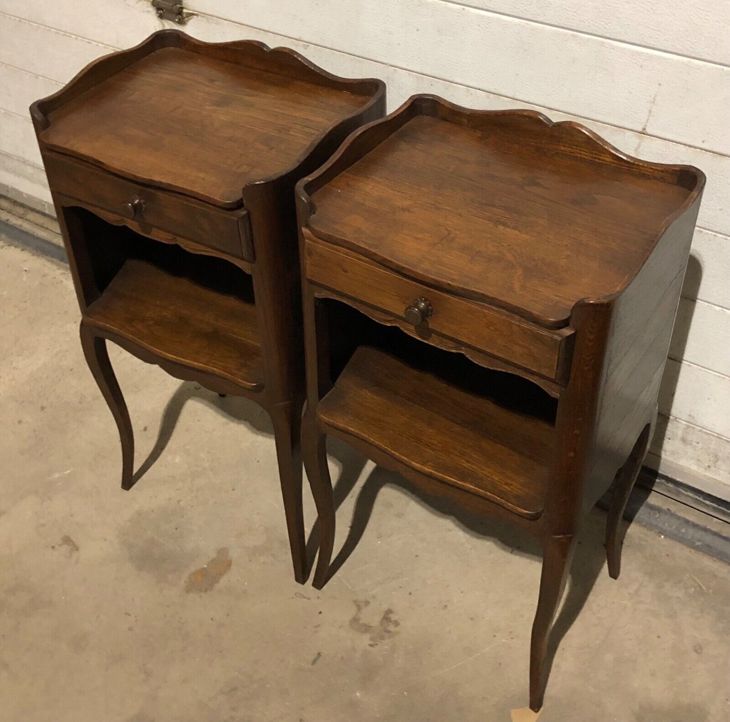 000766....Handsome Pair Of Antique French Oak Bedside Tables / Nightstands( sold )