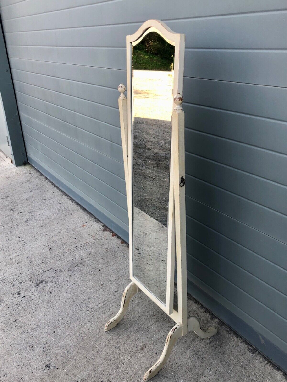000799....Handsome Vintage Painted Cheval Mirror ( sold )